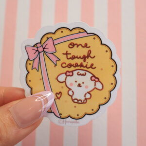 One Tough Cookie Cute Vinyl Sticker White Dog