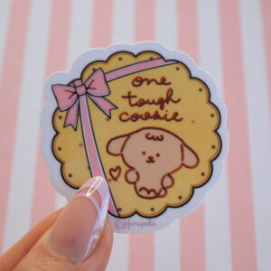 One Tough Cookie Cute Vinyl Stickers Brown Dog