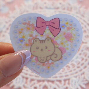 Heart Shaped Pearl Frame Cute Squirrel Stickers