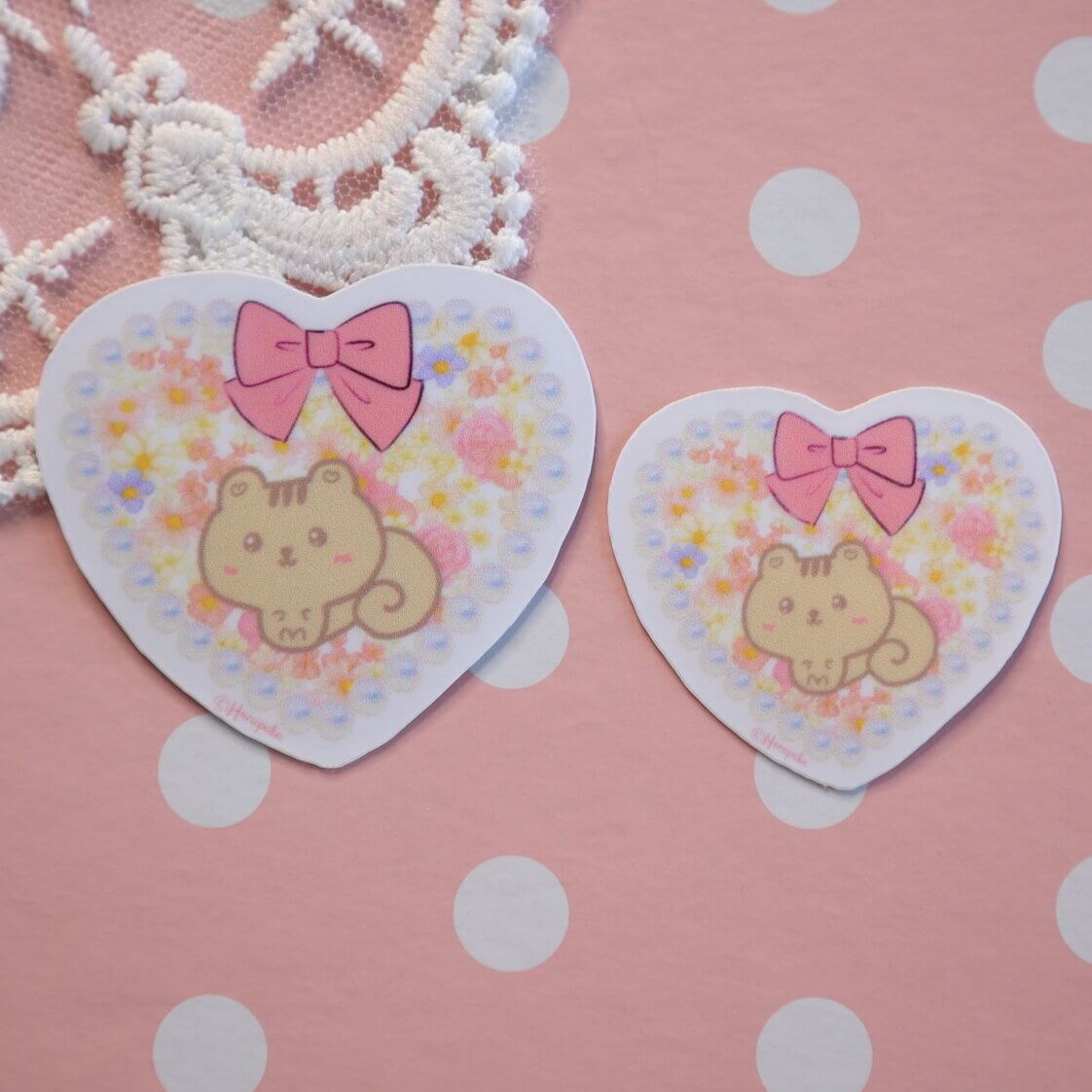 Heart Shaped Pearl Frame Cute Squirrel Stickers - Image 2