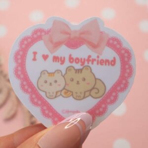 I Love My Boyfriend Cute Squirrel Vinyl Stickers