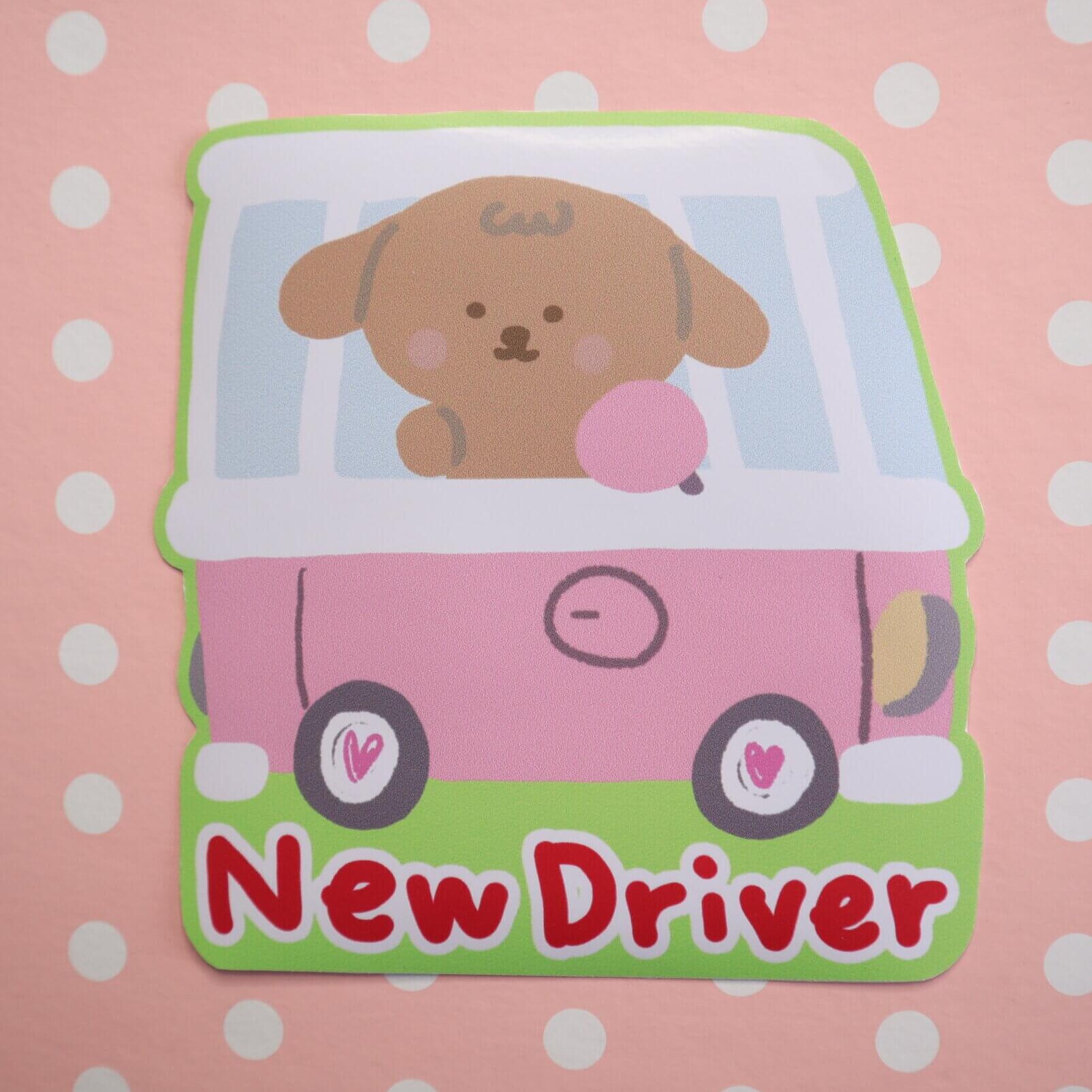 New Driver Car Decals | Vintage New Driver Car Stickers | Kawaii Dog Car Stickers