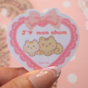 J'aime Mon Chum Cute Critters French Vinyl Stickers