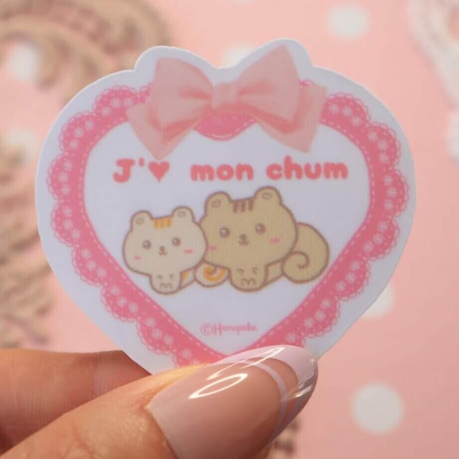 J'aime Mon Chum Cute Critters French Vinyl Stickers