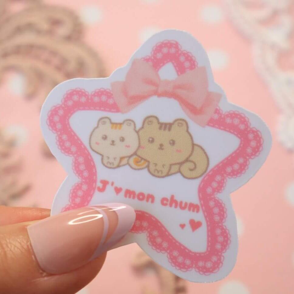 J'aime Mon Chum Cute Critters French Vinyl Stickers - Image 2