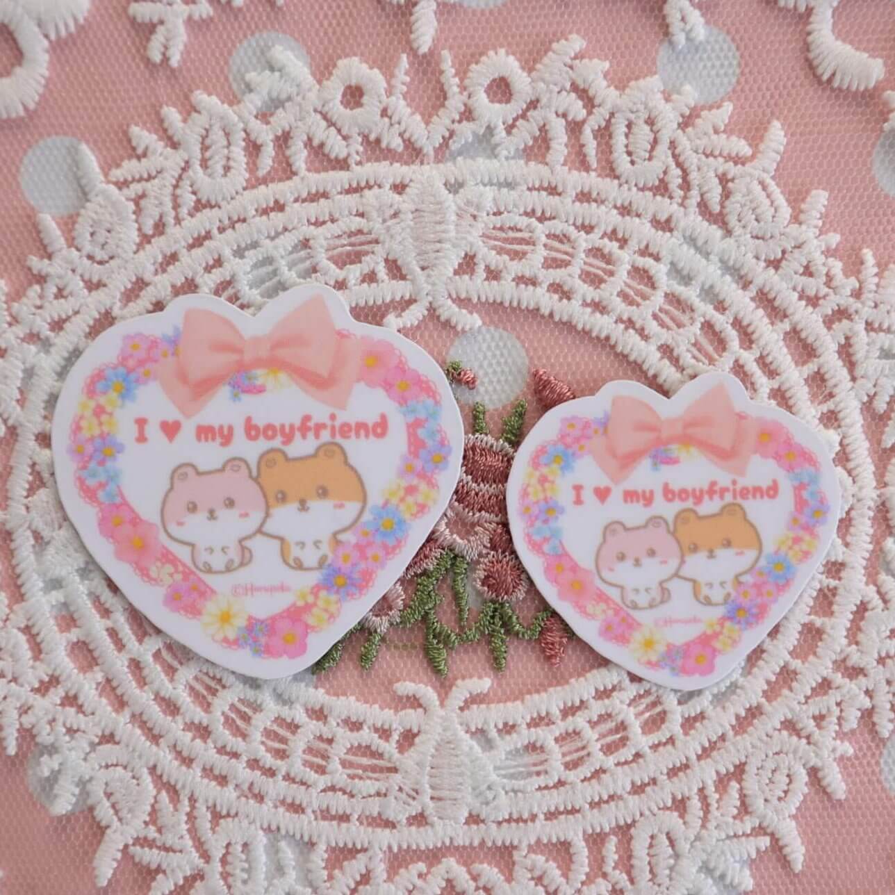 I Love My Boyfriend Cute Hamster Vinyl Stickers - Image 4