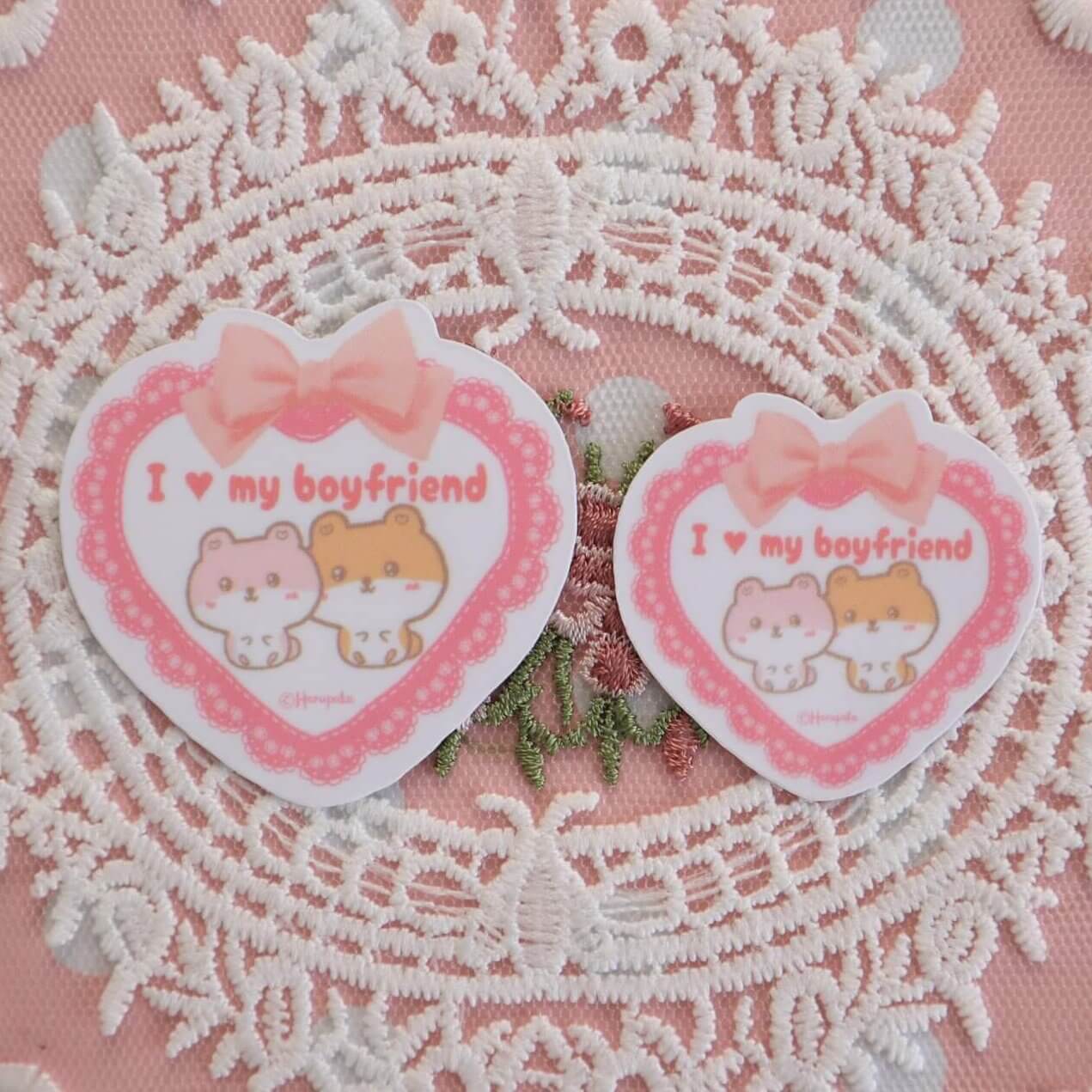 I Love My Boyfriend Cute Hamster Vinyl Stickers - Image 6