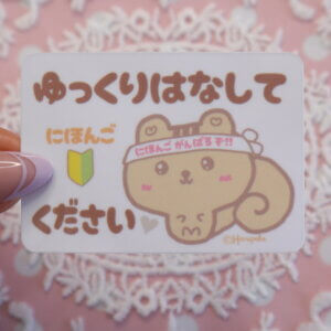 Japanese Speak Slowly Please Squirrel Vinyl Sticker Badge