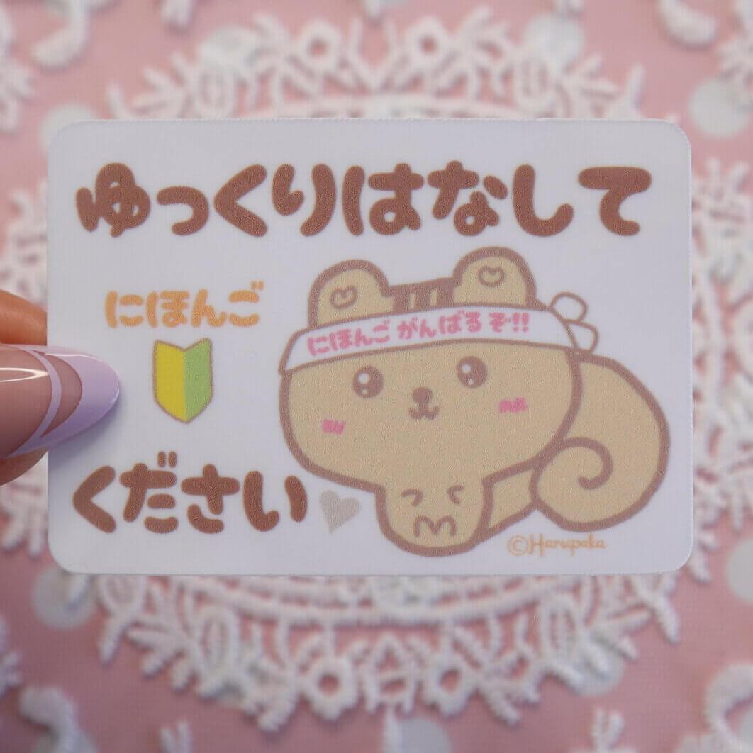 Japanese Speak Slowly Please Squirrel Vinyl Sticker Badge