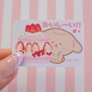 Strawberry Macaron Cute Dog Vinyl Stickers