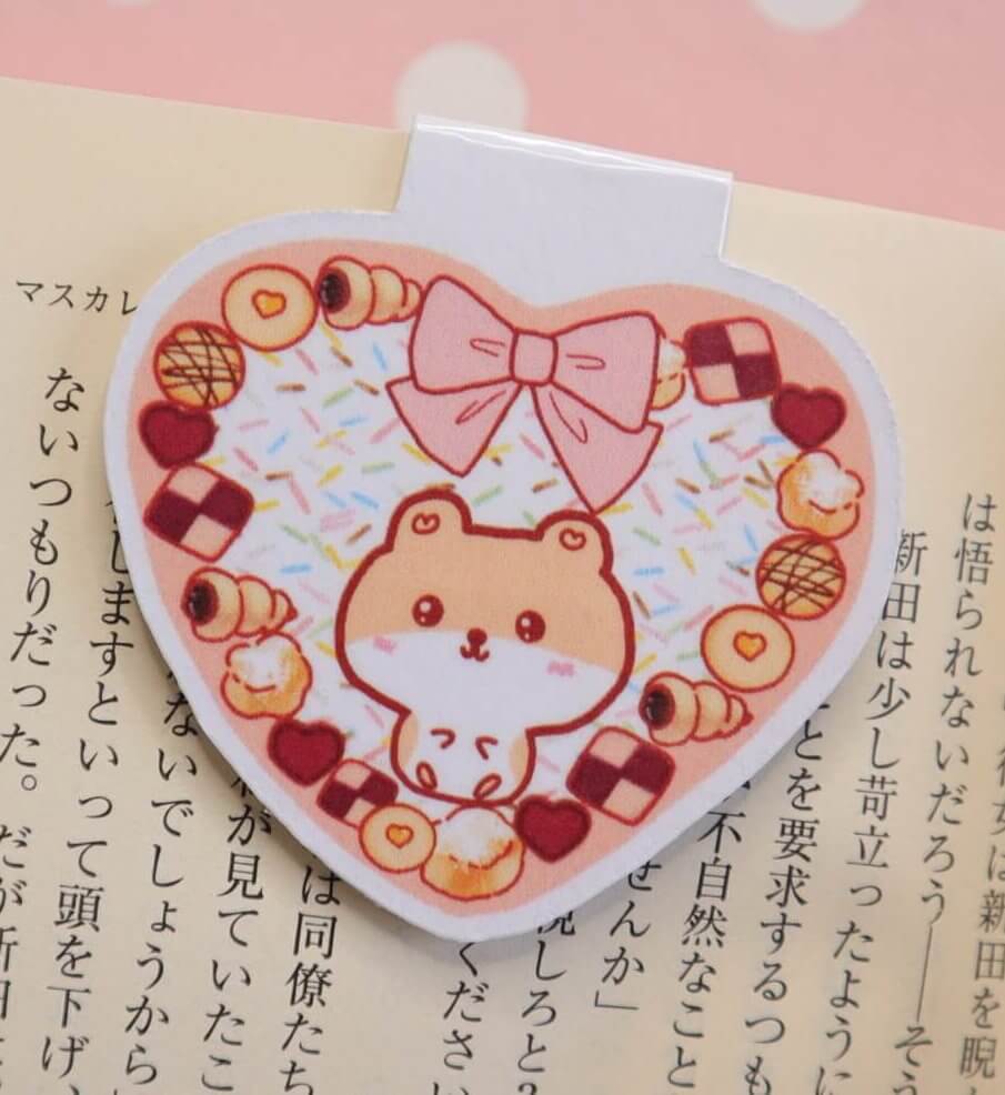 Kawaii Hamster Handmade Magnetic Heart Breads Bookmark