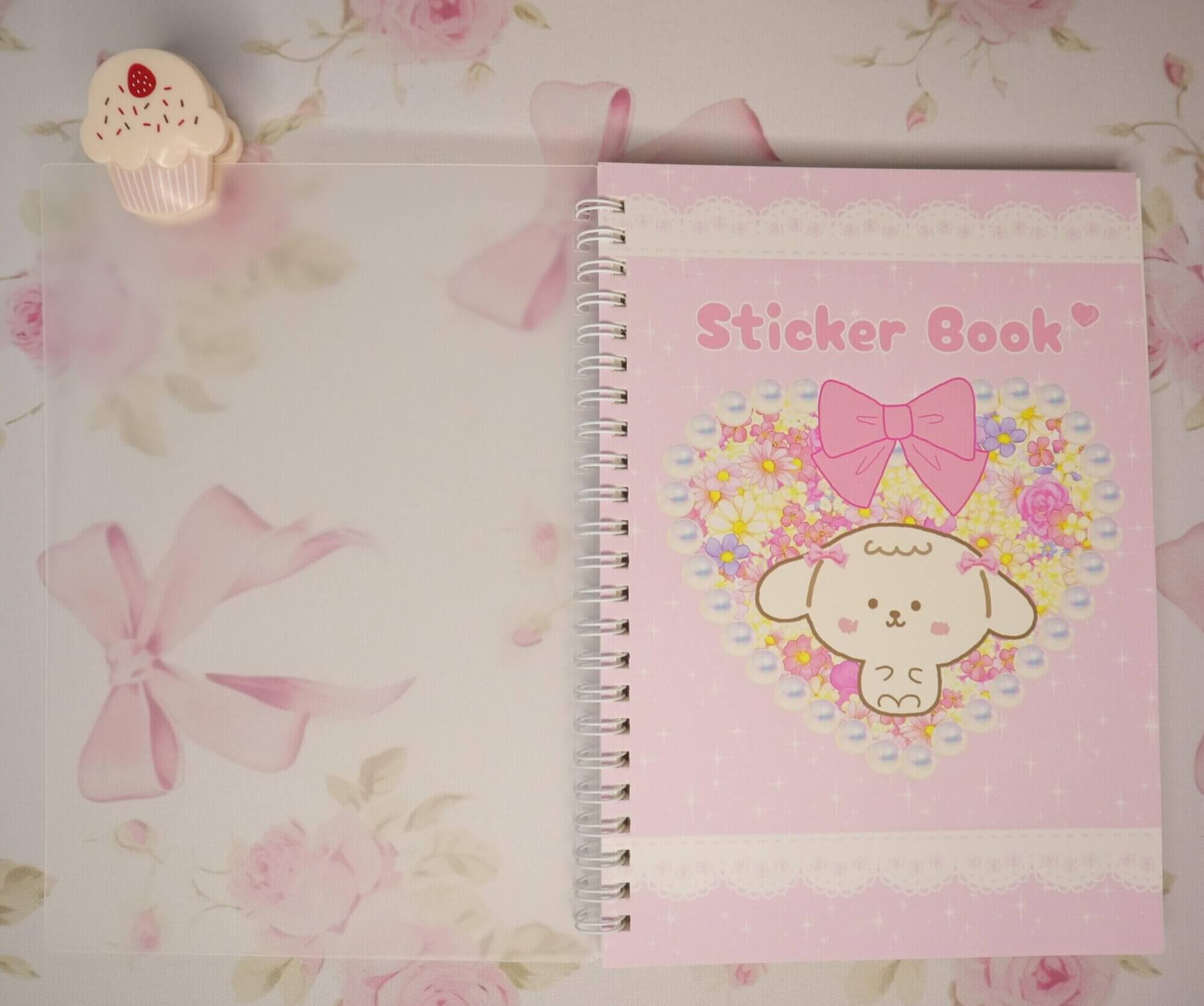 Kawaii A5 Reusable Sticker Book: Pink Puppy Design - Image 2