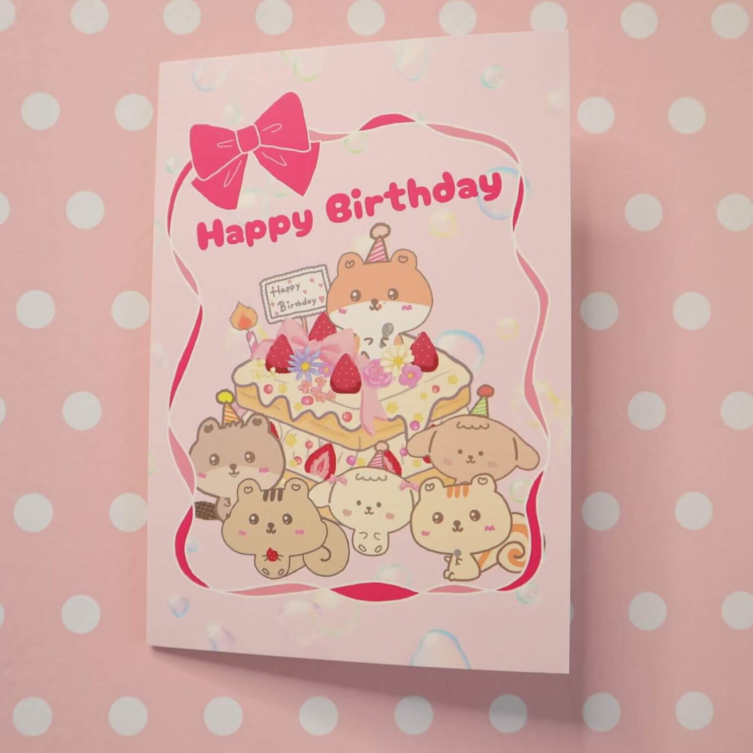 Kawaii Animal Birthday Card